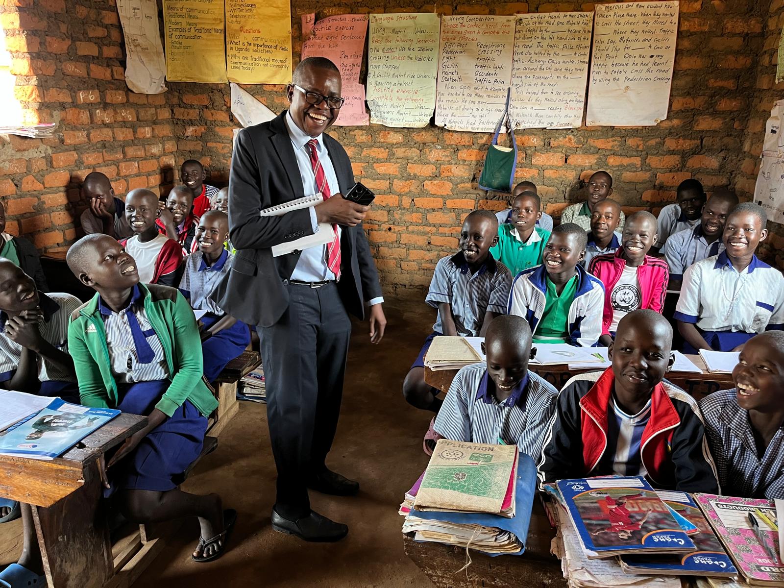 Teacher with students